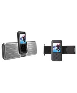Pack includes:Rechargeable Travelsound Mozaic speaker, Armband, Skin with clip.