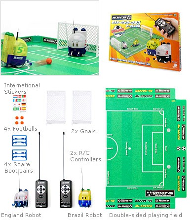 Mr Soccer Robot Football is a hi-tech footie game played by RC robots that do exactly what they`re