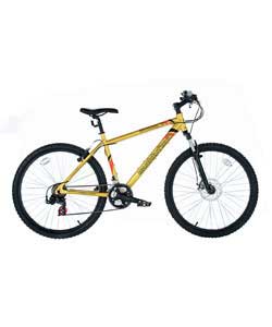Colour of frame satin yellow.Alivio 24 gears.Gears type EZ Fire.Shimano gears.Front brakes Disc,