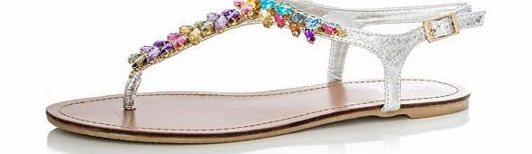 Unbranded Multi Colour Diamante Flat Sandals