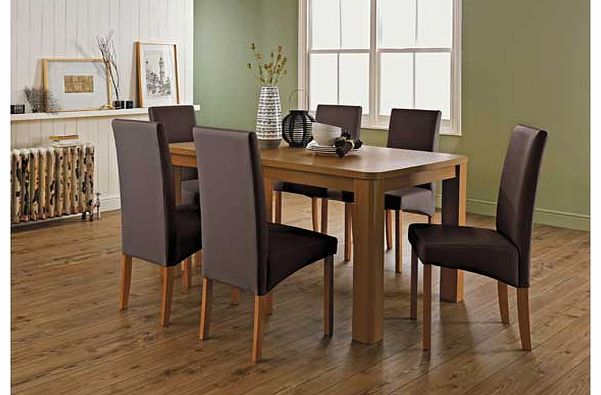 Unbranded Mursley Oak Effect Dining Table and 6 Chocolate