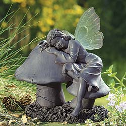 Our exhausted fairy has fallen asleep on a mushroom after a night of magical revelry. Place her in