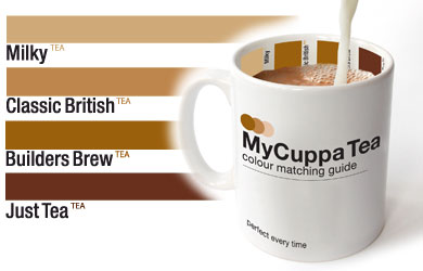 Simple in concept, the My Cuppa Mugs have a colour reference guide printed vertically on the inside 