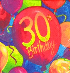 Napkins - Beverage - 30th - Painted Balloons