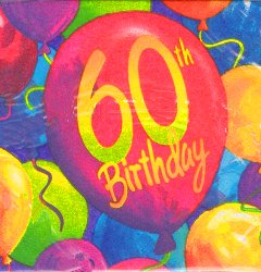 Napkins - Beverage - 60th - Painted Balloons