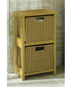Unbranded Natural Wood and Rattan Effect 2 Drawer Unit