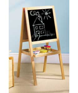 Double sided board with blackboard to front and wh