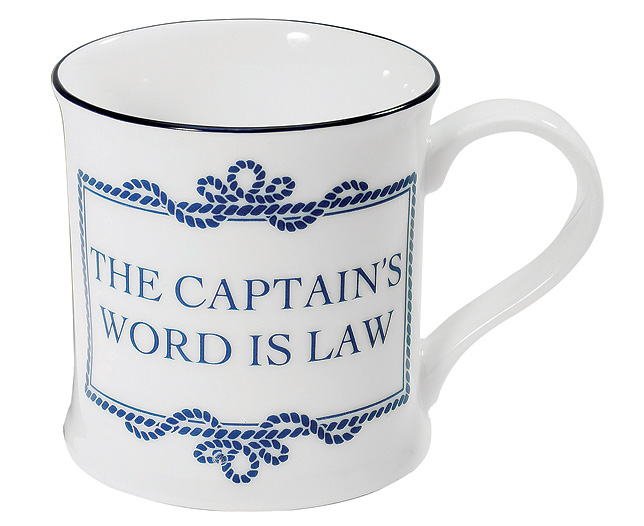 Unbranded Nautical Slogan Mug - Captain Word is Law - Plain