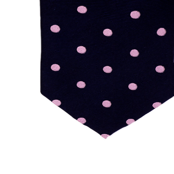 Navy & Pink Albury Dots Woven Silk Tie