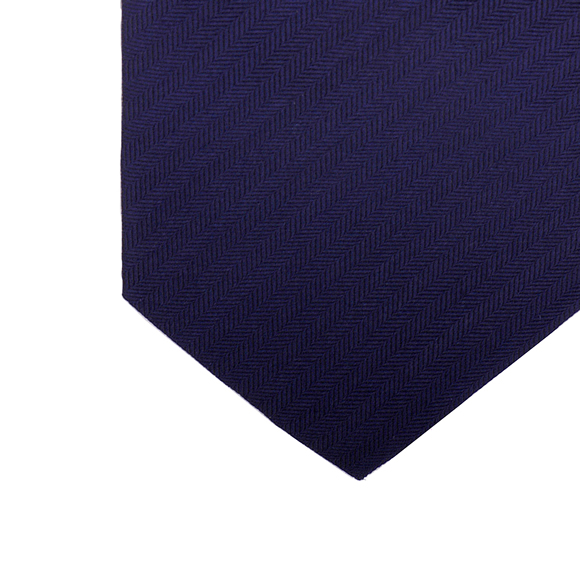 Navy Herringbone Woven Silk Tie