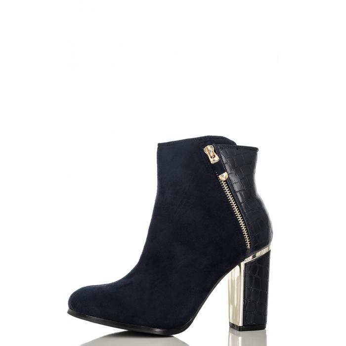 Unbranded Navy Snake Heel Ankle Boots