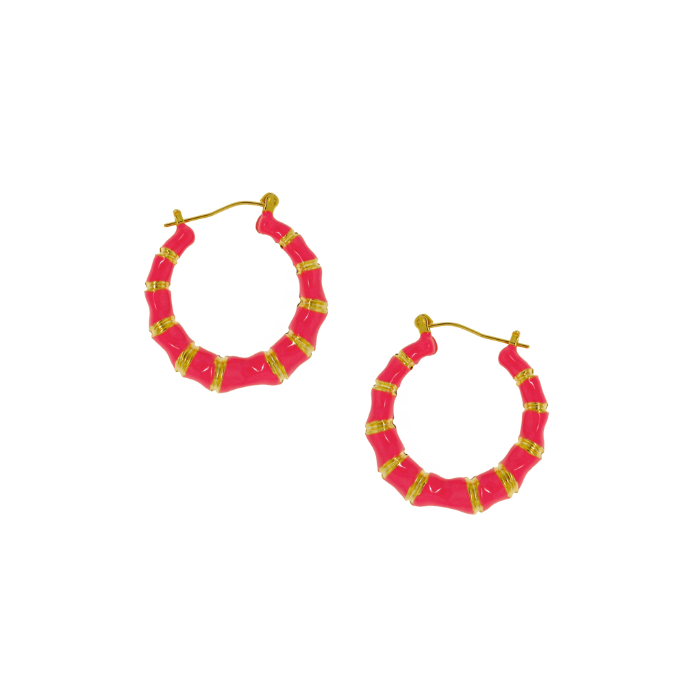 Unbranded Neon Bamboo Hoops - Pink