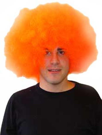 Shocking orange afro wig IF YOU WOUD LIKE TO SEE HOW TO PUT ON A WIG, OR IF YOU WOULD LIKE TO KNOW I
