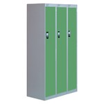 Nest Of Three Single-Door Lockers-Grey With Green Doors