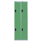 Nest Of Two 2-Door Lockers-Grey With Green Doors