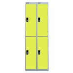 Nest Of Two 2-Door Lockers-Grey With Yellow Doors