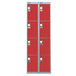 Nest Of Two 3-Door Lockers-Grey With Red Doors
