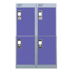 Nest Of Two 4-Door Lockers-Grey With Blue Doors