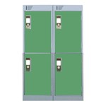 Nest Of Two 4-Door Lockers-Grey With Green Doors
