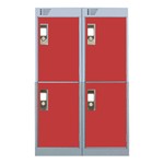 Nest Of Two 4-Door Lockers-Grey With Red Doors