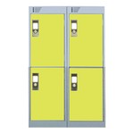 Nest Of Two 4-Door Lockers-Grey With Yellow Doors