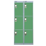 Nest Of Two 6-Door Lockers-Grey With Green Doors