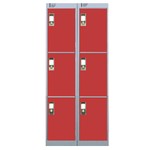 Nest Of Two 6-Door Lockers-Grey With Red Doors