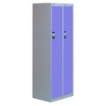 Nest Of Two Single-Door Lockers-Grey With Blue Doors