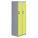 Nest Of Two Single-Door Lockers-Grey With Yellow Doors