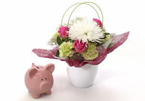 Unbranded New Baby Girl Flowers with Piggy Bank