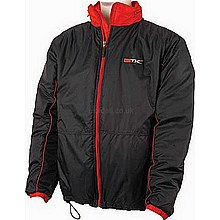 - Mid-length touch polyester padded jacket, warm and showerproof with a concealed hood in collar. - 