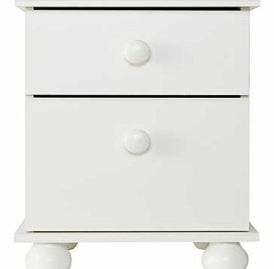 Finished in a cool white. the new Stirling collection offers great bedroom storage pieces. This attractive bedside chest is perfect for storing away bedtime essentials. The wooden feet and rounded handles give this collection a refreshingly uncomplic