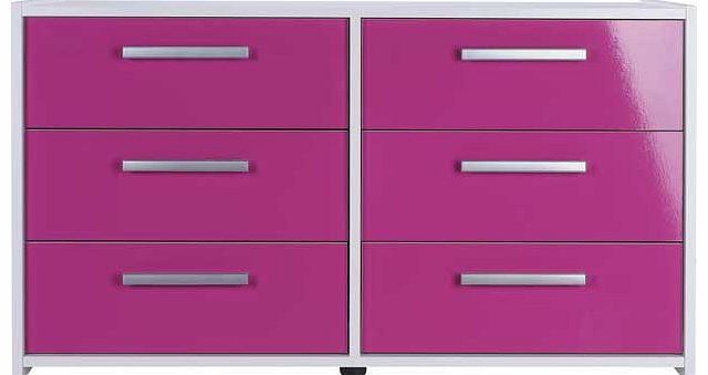 Unbranded New Sywell 3 3 Drawer Chest - White and Pink Gloss