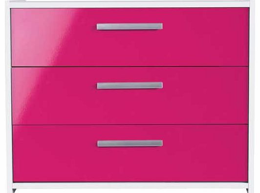 Unbranded New Sywell 3 Drawer Chest - Pink Gloss and White