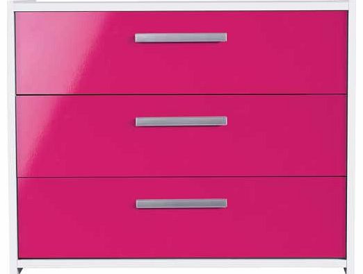 Unbranded New Sywell 3 Drawer Chest - White and Pink Gloss