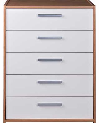 Unbranded New Sywell 5 Drawer Chest - Oak Effect and White