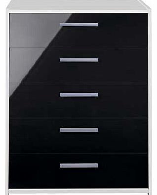 Unbranded New Sywell 5 Drawer Chest - White and Black Gloss
