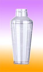 High quality clear acrylic shaker with strainer and lid. A number of the classic cocktail recipes