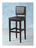 The Newbury Bar Chair is a sturdy and comfortable bar chair upholstered in expresso brown faux