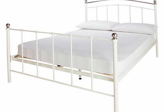 Part of the Newstead collection. Metal frame finish. Base with wooden slats. Size W143. L201. H123cm. 27cm clearance between floor and underside of bed. Weight 28kg. Self-assembly - 2 people recommended. Unbranded.