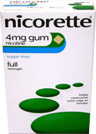 Sugar-free chewing gum containing: Nicotine 4mgFor