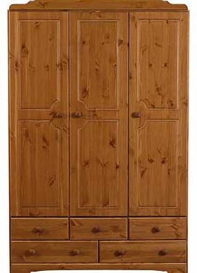 Crafted from solid pine. the Nordic collection is made up of beautiful furniture pieces so you can create a bedroom that you will love. With attractive skirting and pelmet detailing. this elegant pine three door wardrobe will keep your clothes pristi