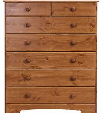 Crafted from solid pine. the Nordic collection is made up of beautiful furniture pieces so you can create a bedroom that you will love. With attractive skirting detailing. this elegant solid pine 5+2 drawer chest would make a delightful addition to y