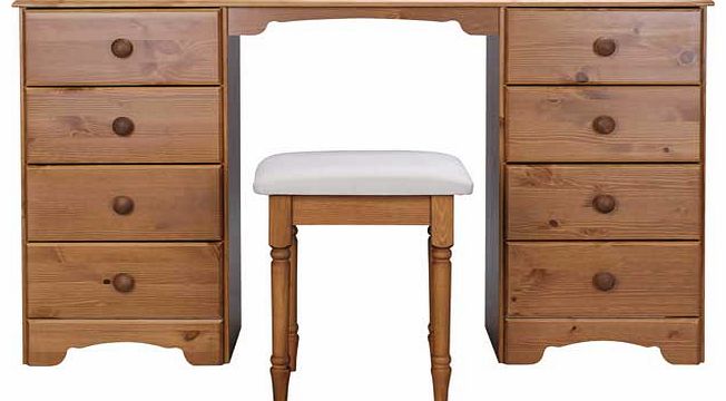 Crafted from solid pine. the Nordic collection is made up of beautiful furniture pieces so you can create a bedroom that you will love. With attractive skirting and pelmet detailing. this elegant solid pine dressing table and stool would make a delig