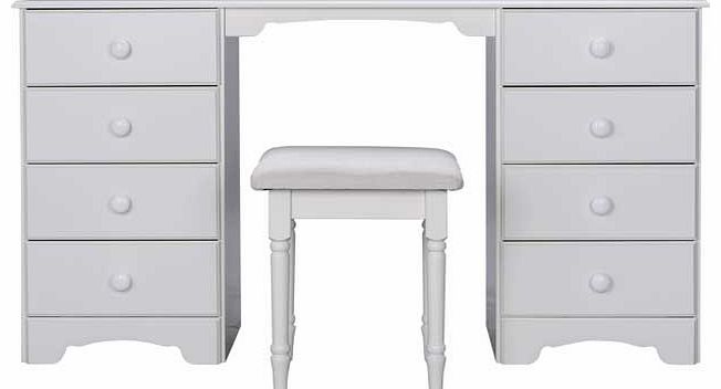 Crafted from solid pine. the Nordic collection is made up of beautiful furniture pieces so you can create a bedroom that you will love. With attractive skirting and pelmet detailing. this elegant solid pine white dressing table and stool would make a