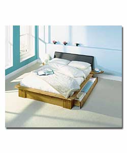 Nordic Pine Double Bed/Leather Effect HB/Firm Matt/2 Drw