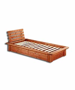 Solid pine bed in new continental design. Features