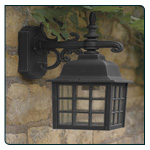 Traditional lantern style exterior light in a black finish