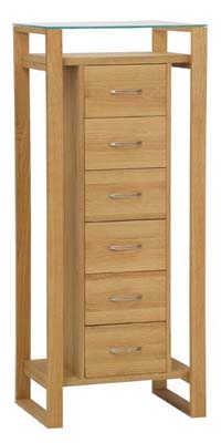 OAK 6 DRAWER CHEST SPACE