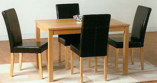 An extremely versatile 46" x 32" rectangular table with four G3 Bycast Leather chairs